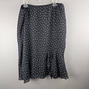 Vintage 90s Vintage Polka Dot Ruffle Midi Skirt Minimalist Grunge Coquette 2X